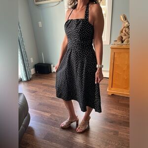 White House Black Market Elegant Black Polka Dot Dress